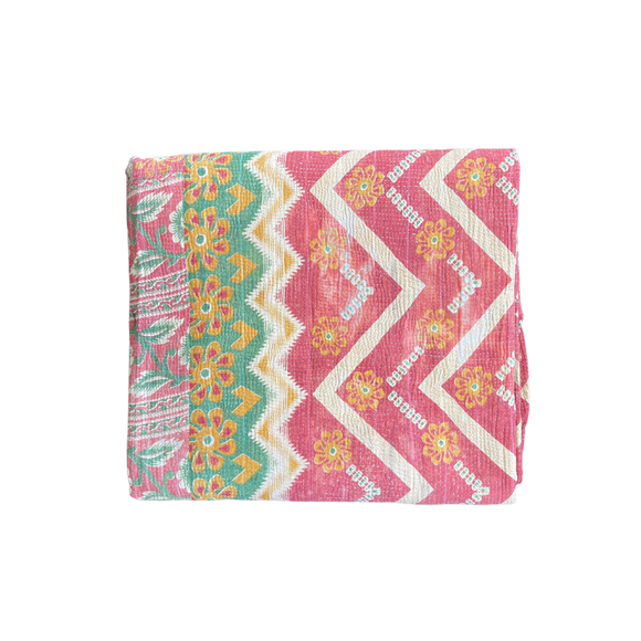 Indian Handmade Reversible Vintage Kantha Quilt Bedspread Reema