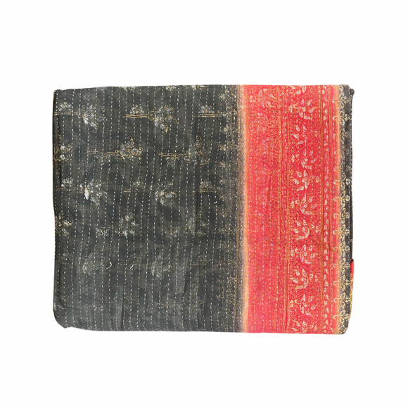 Indian Handmade Reversible Vintage Kantha Quilt Bedspread Sita