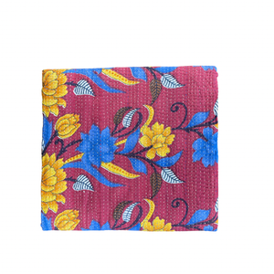 Indian Handmade Reversible Vintage Kantha Quilt Bedspread Sonia
