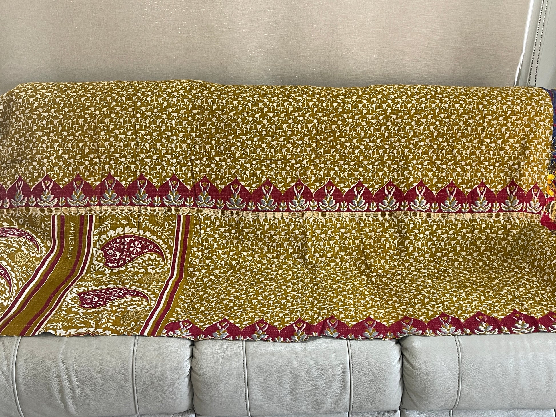 Indian Handmade Reversible Vintage Kantha Quilt Bedspread Throw Surbhi - Adore India   