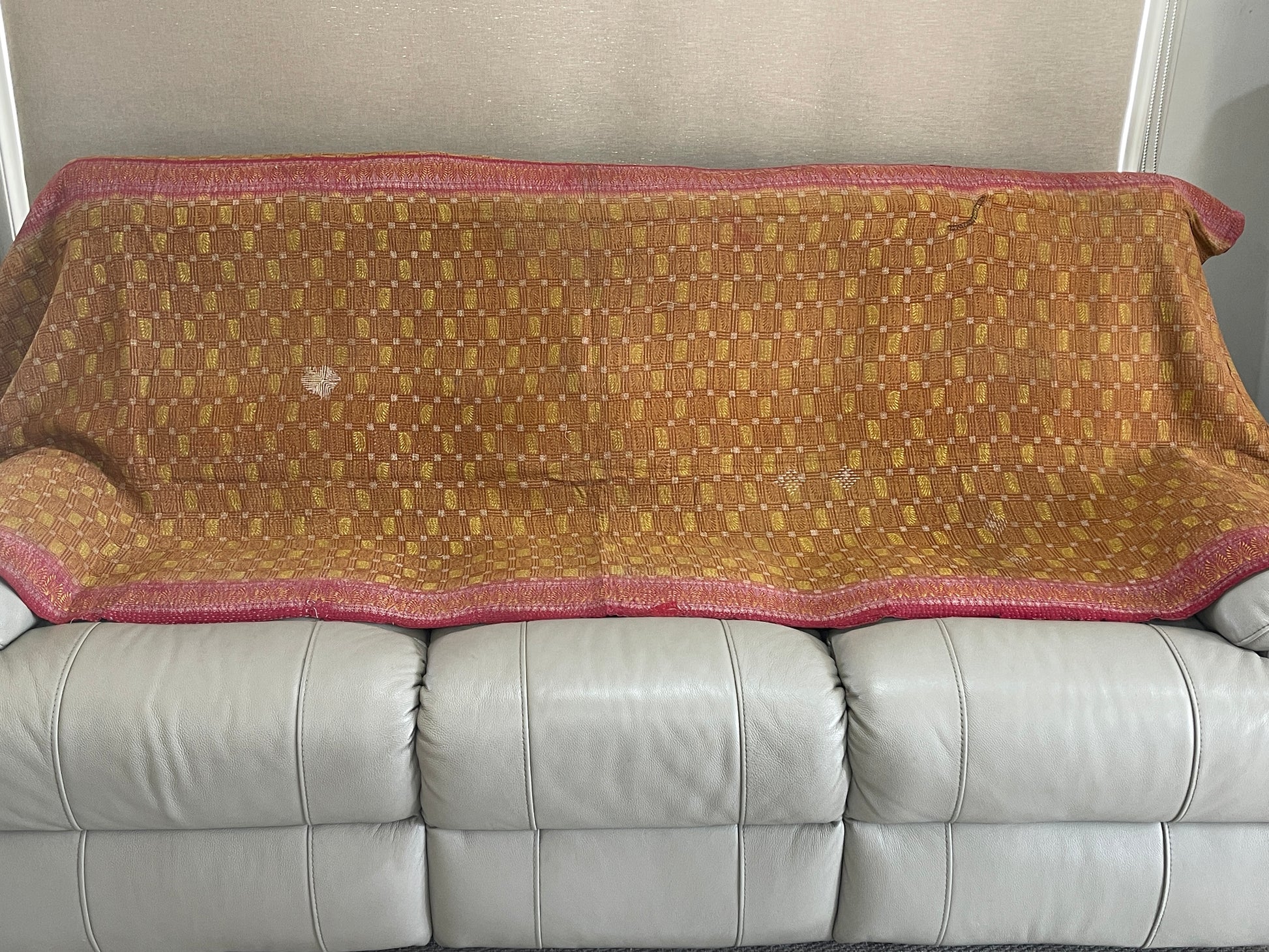 Indian Handmade Vintage Cotton Kantha Quilt Bedspread Throw- Asha - Adore India   