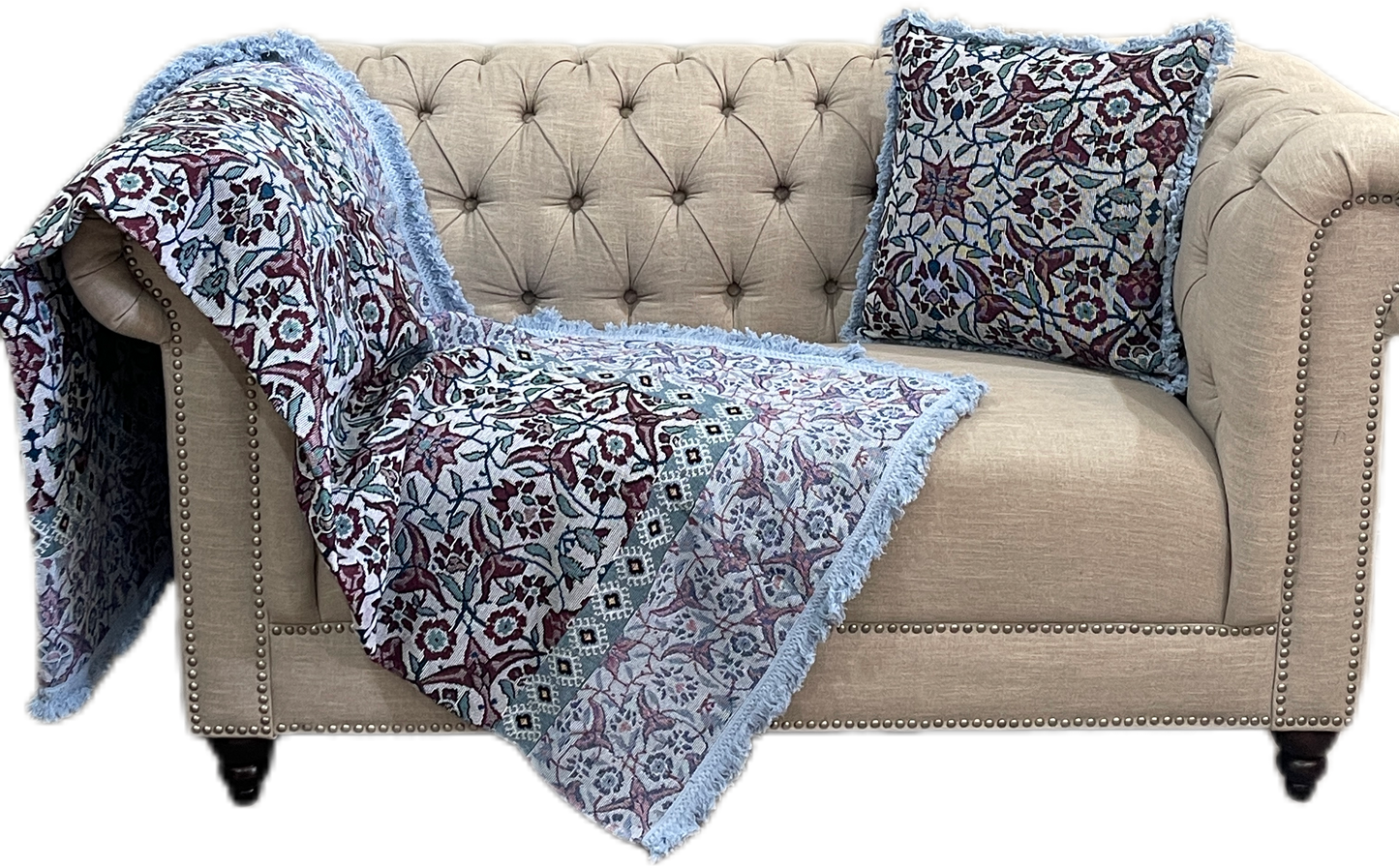 Heritage Garden Cotton Reversible Tapestry Picnic Throw - Adore India   