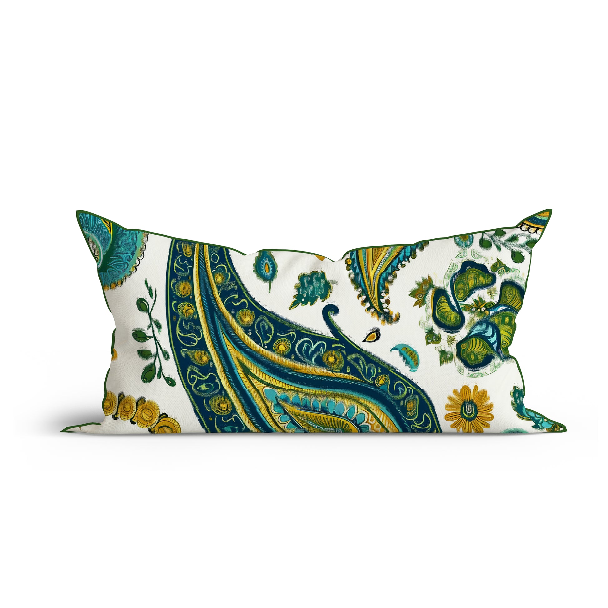 Bohemian Paisley Dream Printed Sofa Cushion Cover Set with Piping - Adore India