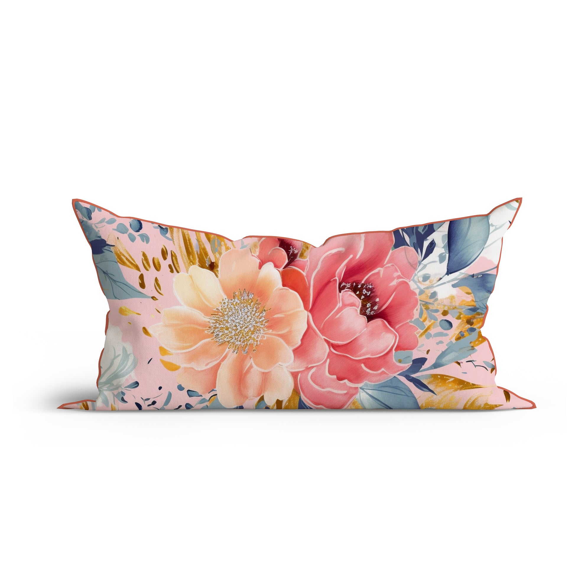 Pastel Water Color Printed Cotton Cushion with Piping-Adore India