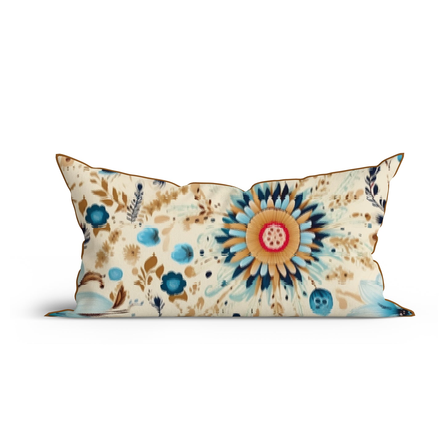Bohemian Sunset Bloom Printed Sofa Cushion Cover Set with Piping - Ador India