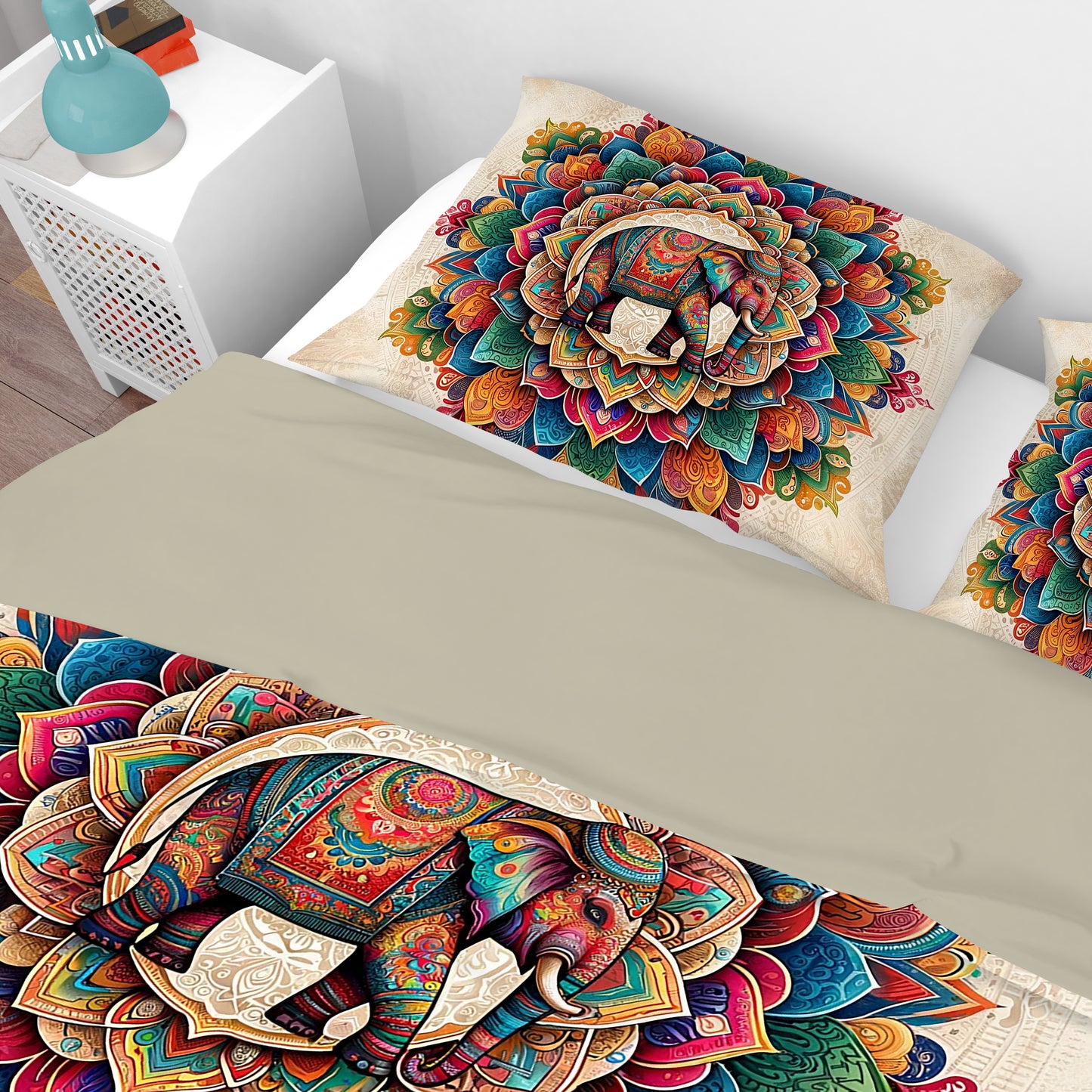 Bohemian Elephant Mandala Reversible Quilt Cover Duvet Cover Set