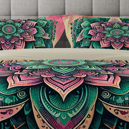 Multi Colour Ombre Lotus Reversible Quilt Cover Duvet Cover Set