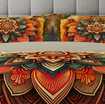 Sunset Ombre Lotus Reversible Quilt Cover Duvet Cover Set