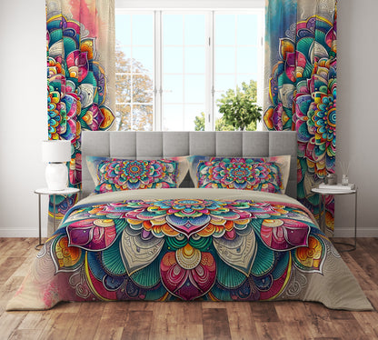 Bohemian Bloom Colourful Reversible Quilt Cover Duvet Cover Set