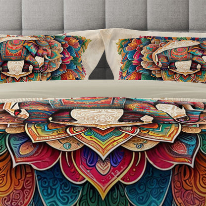 Bohemian Elephant Mandala Reversible Quilt Cover Duvet Cover Set