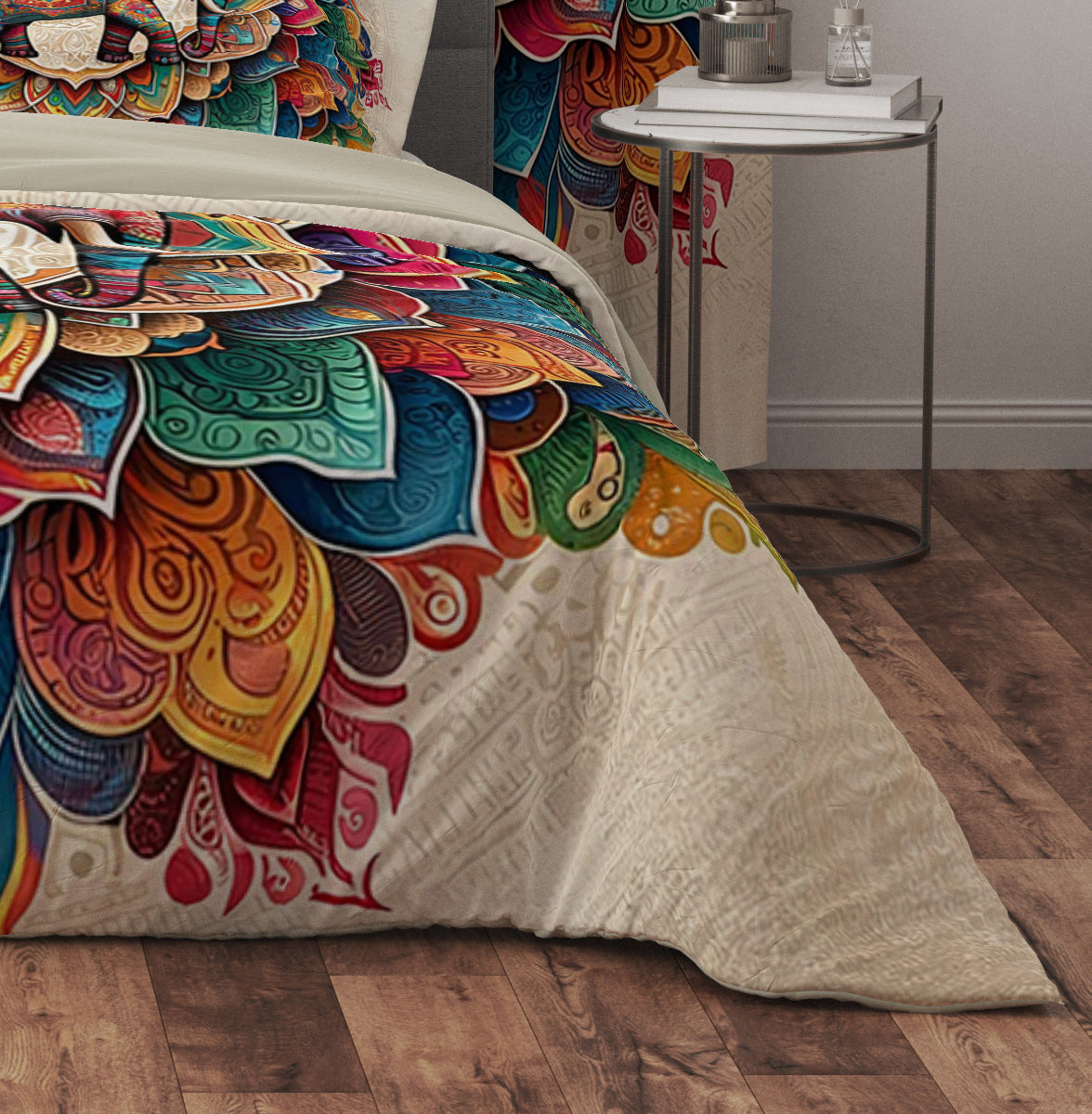 Bohemian Elephant Mandala Reversible Quilt Cover Duvet Cover Set - Adore India   