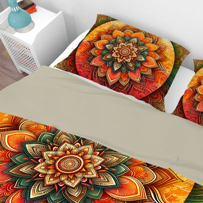 Sunset Ombre Lotus Reversible Quilt Cover Duvet Cover Set