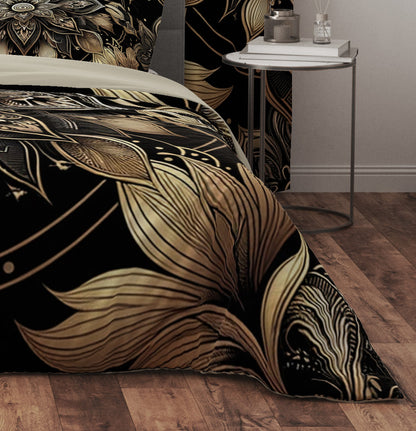 Luxurious Gold Lotus Mandala Reversible Quilt Cover Duvet Cover Set