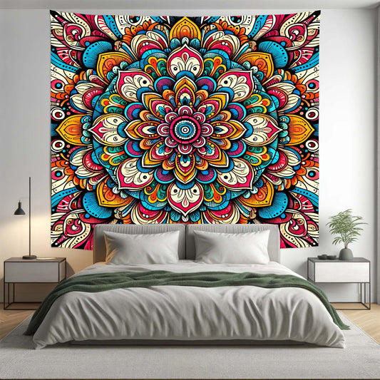 Bohemian Colourful Crafted Mandala Tapestry Psychedelic Wall Hanging Boho Decor - Adore India   