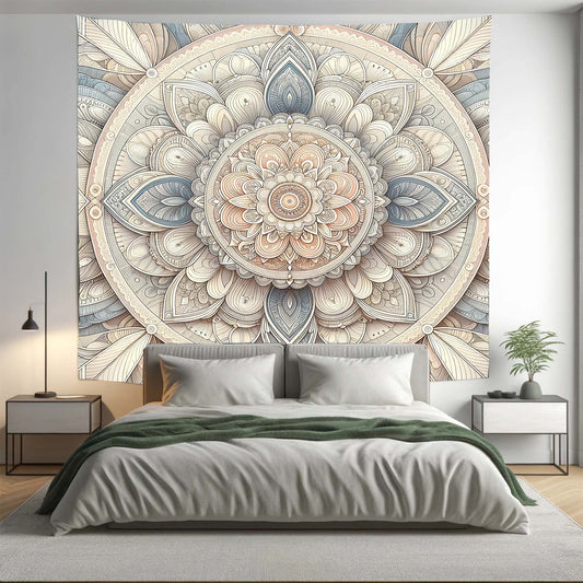 Bohemian Pastel Floral Mandala Tapestry Psychedelic Wall Hanging Boho Decor