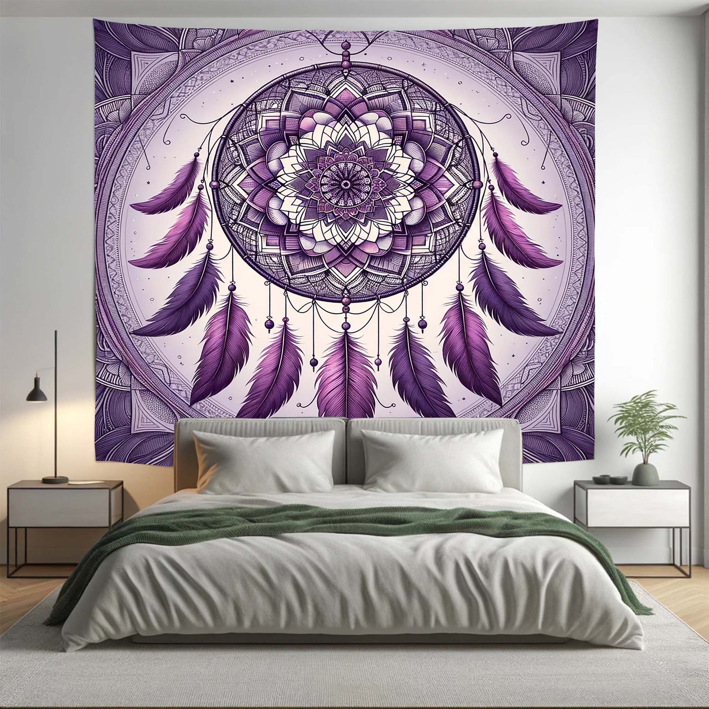 Bohemian Purple Ombre Dreamcatcher Mandala Tapestry Psychedelic Wall Hanging Boho Decor