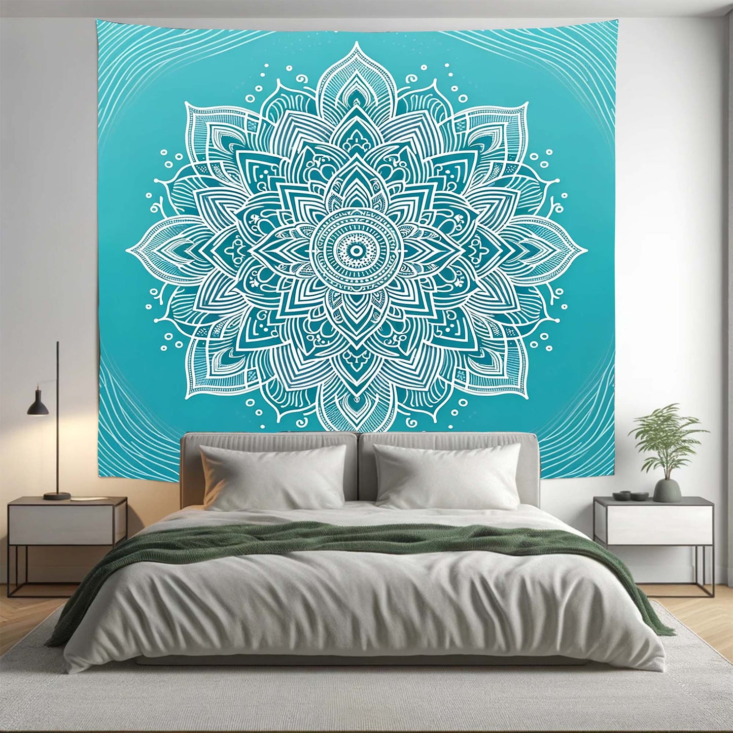 Bohemian Turquoise ABS Mandala Tapestry Psychedelic Wall Hanging Boho Decor