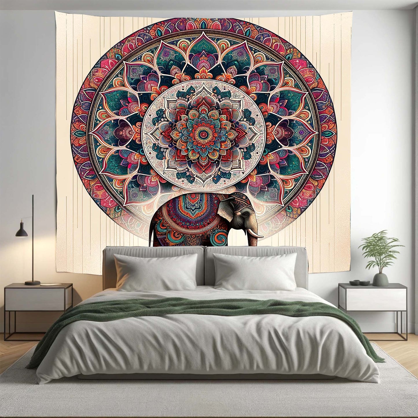 Bohemian Elephant Full Mandala Tapestry Psychedelic Wall Hanging Boho Decor - Adore India   