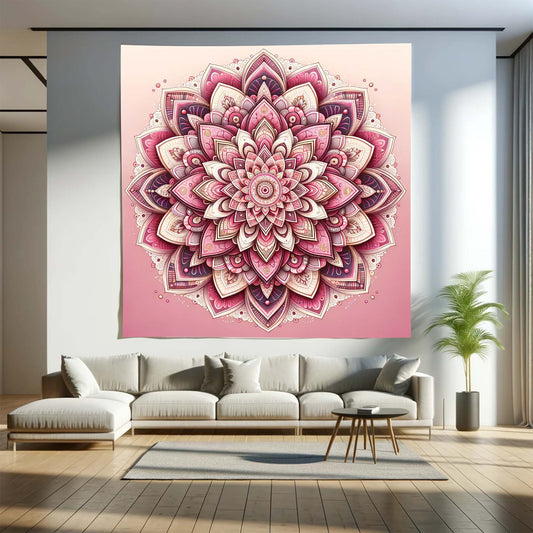 Pink Ombre Indian Mandala Tapestry Psychedelic Wall Hanging Boho Decor