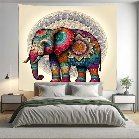 Bohemian Colourful Indian Elephant Mandala Tapestry Psychedelic Wall Hanging Boho Decor