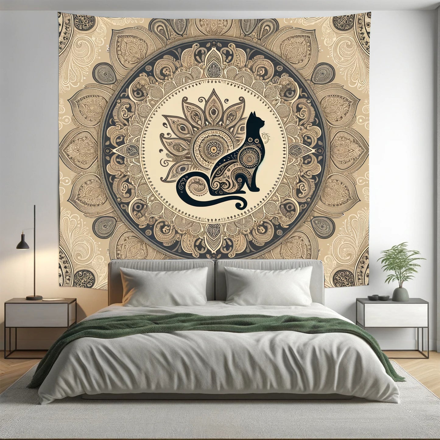 Mocha Bloom Spirit Indian Mandala Tapestry Psychedelic Wall Hanging Boho Decor - Adore India   