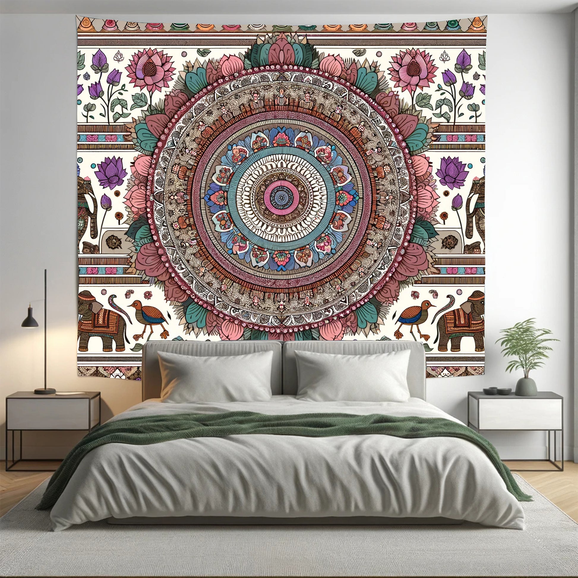 MultiColour Elephant Indian Mandala Tapestry Psychedelic Wall Hanging Boho Decor (Copy) - Adore India   