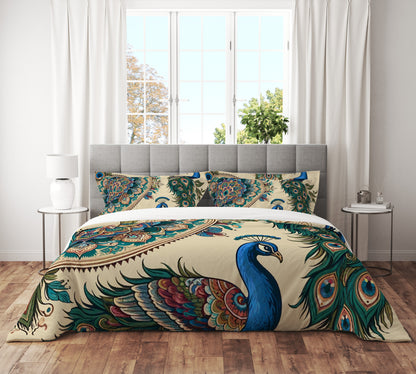 Bohemian Peacock Indian Mandala Reversible Quilt Cover Duvet Cover Set - Adore India   