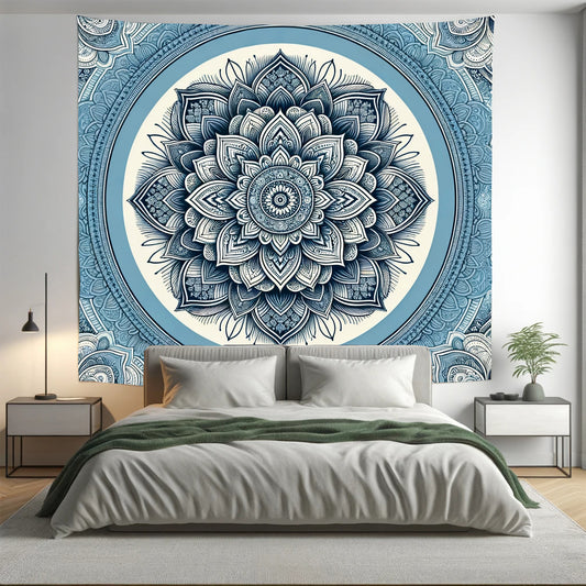 Bohemian Torq Aqua Indian Mandala Tapestry Psychedelic Wall Hanging Boho Decor - Adore India   