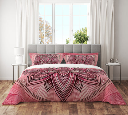 Bohemian Blushing Flesh Indian Mandala Reversible Quilt Cover Duvet Cover Set - Adore India   