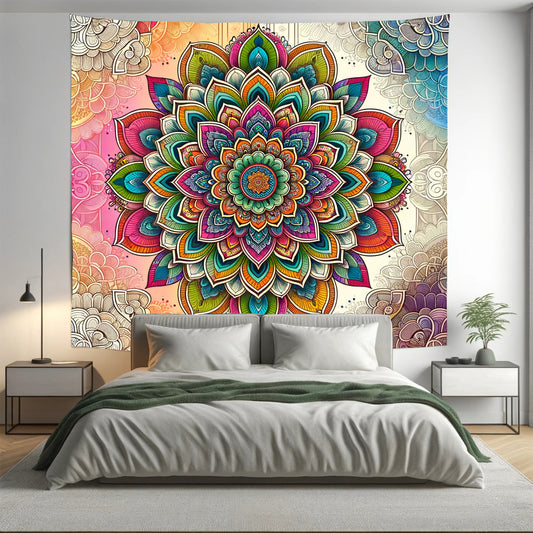 Bohemian Colourful Joy Indian Mandala Tapestry Psychedelic Wall Hanging Boho Decor - Adore India   