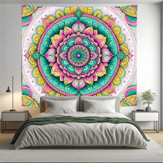 Bohemian Beautiful Sunshine Indian Mandala Tapestry Psychedelic Wall Hanging Boho Decor - Adore India   