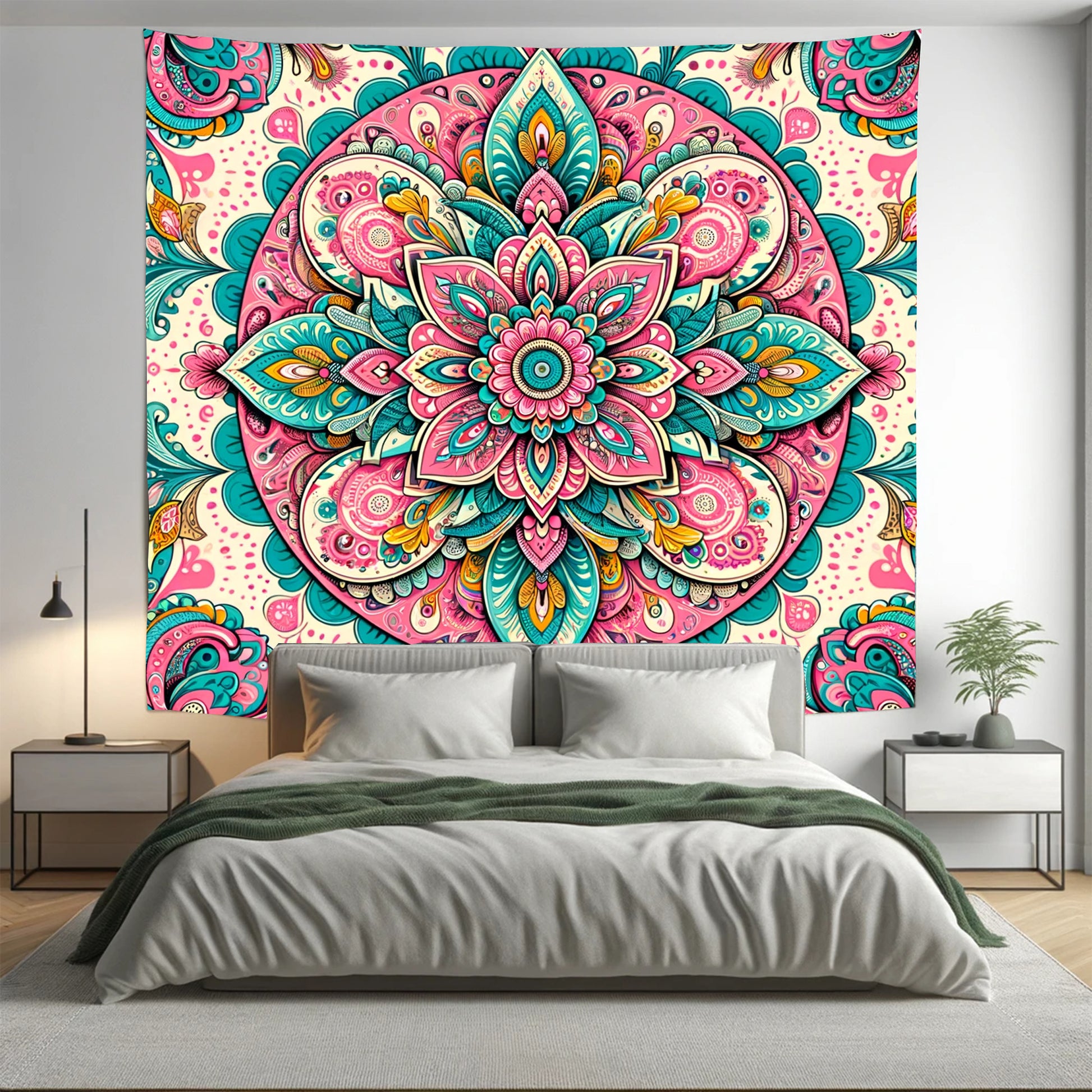 Bohemian Bloom Catch Indian Mandala Tapestry Psychedelic Wall Hanging Boho Decor - Adore India   