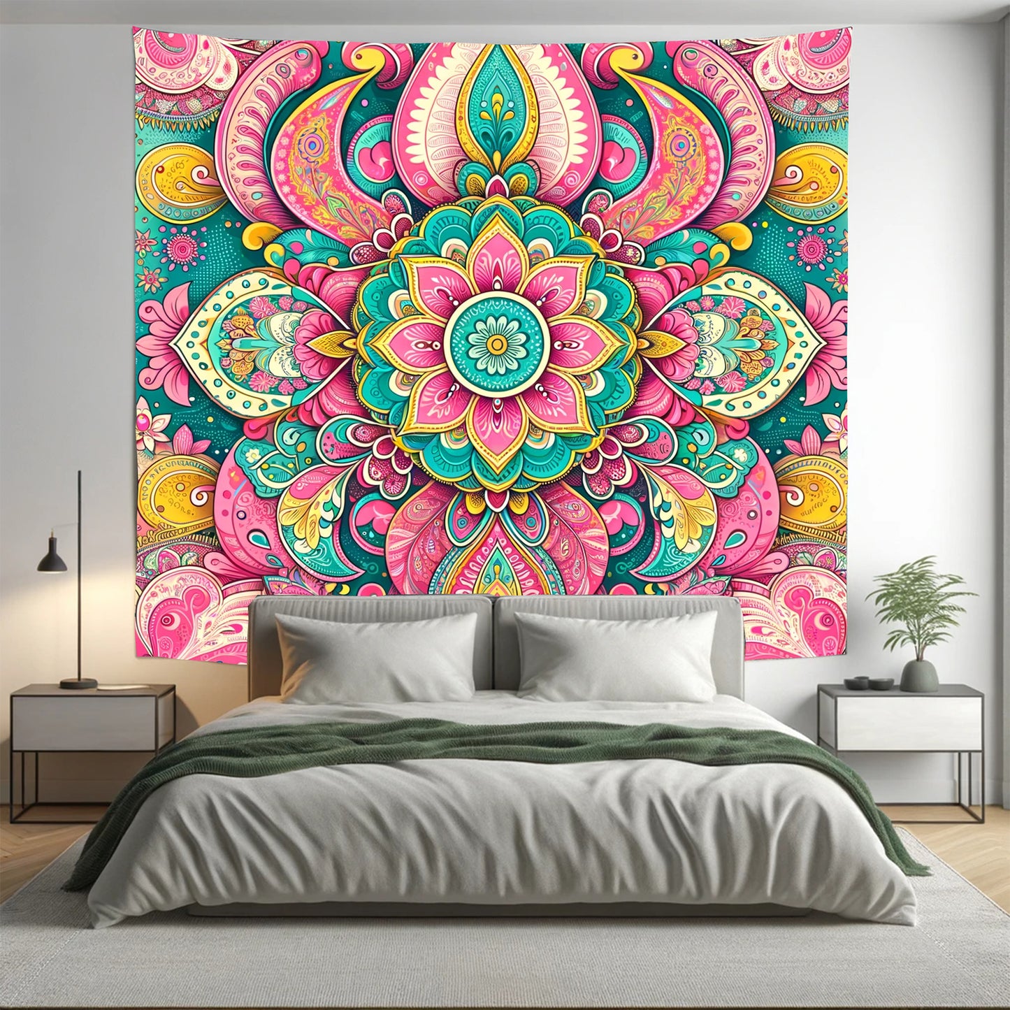 Bohemian Delicate Plum Indian Mandala Tapestry Psychedelic Wall Hanging Boho Decor - Adore India   