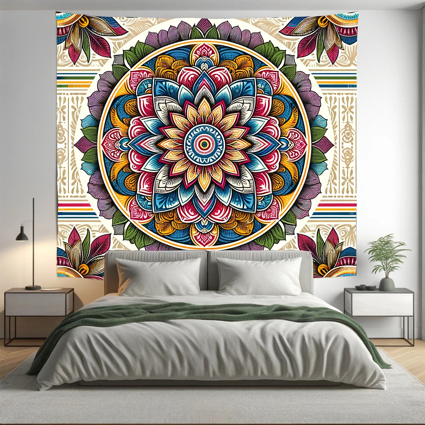 Bohemian Radiant Plum Indian Mandala Tapestry Psychedelic Wall Hanging Boho Decor - Adore India   