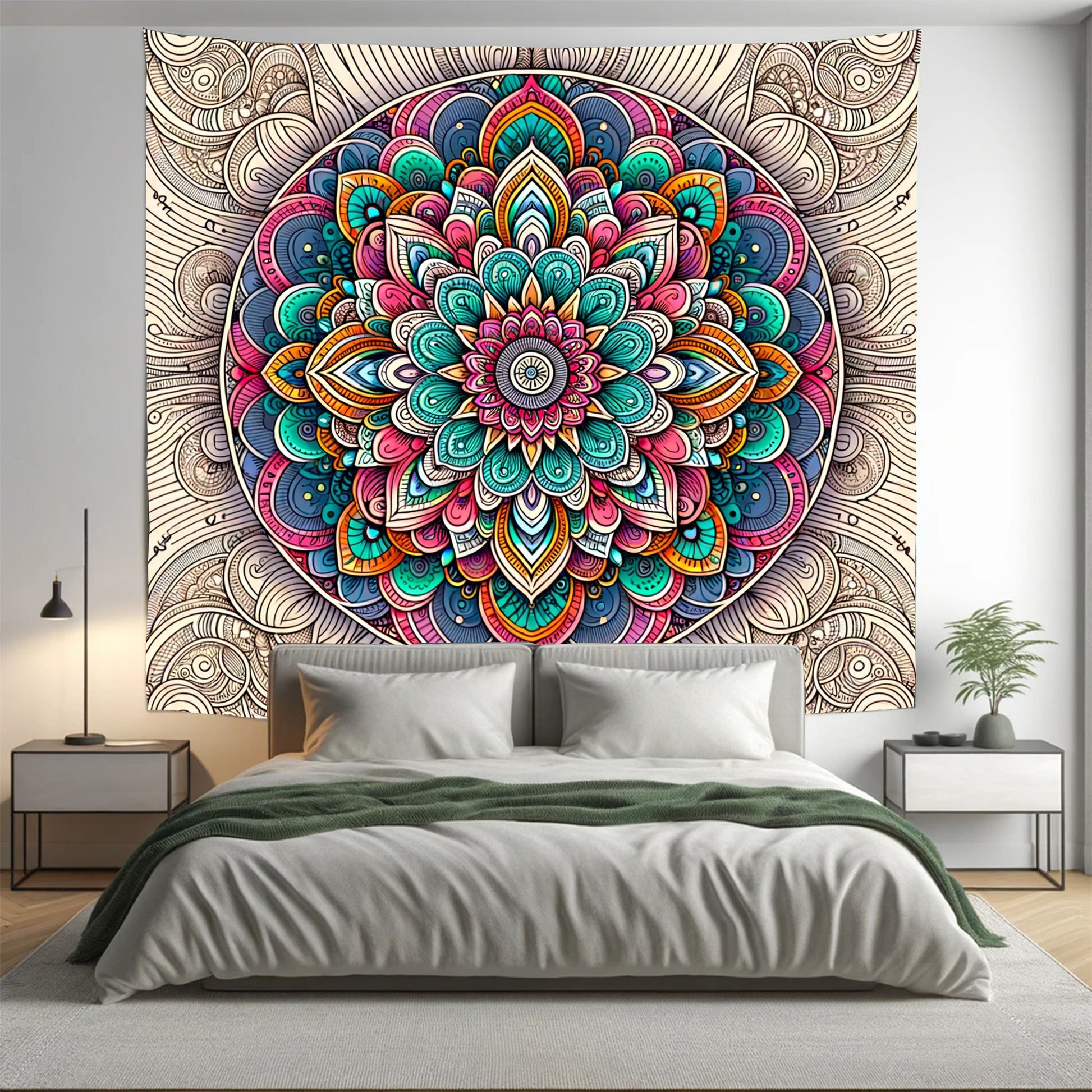 Bohemian Flourish Indian Mandala Tapestry Psychedelic Wall Hanging Boho Decor - Adore India   