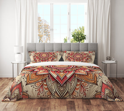 Bohemian Plum Indian Mandala Reversible Quilt Cover Duvet Cover Set - Adore India   