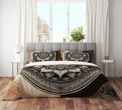 Bohemian Clouded Raven Indian Mandala Reversible Quilt Cover Duvet Cover Set - Adore India   