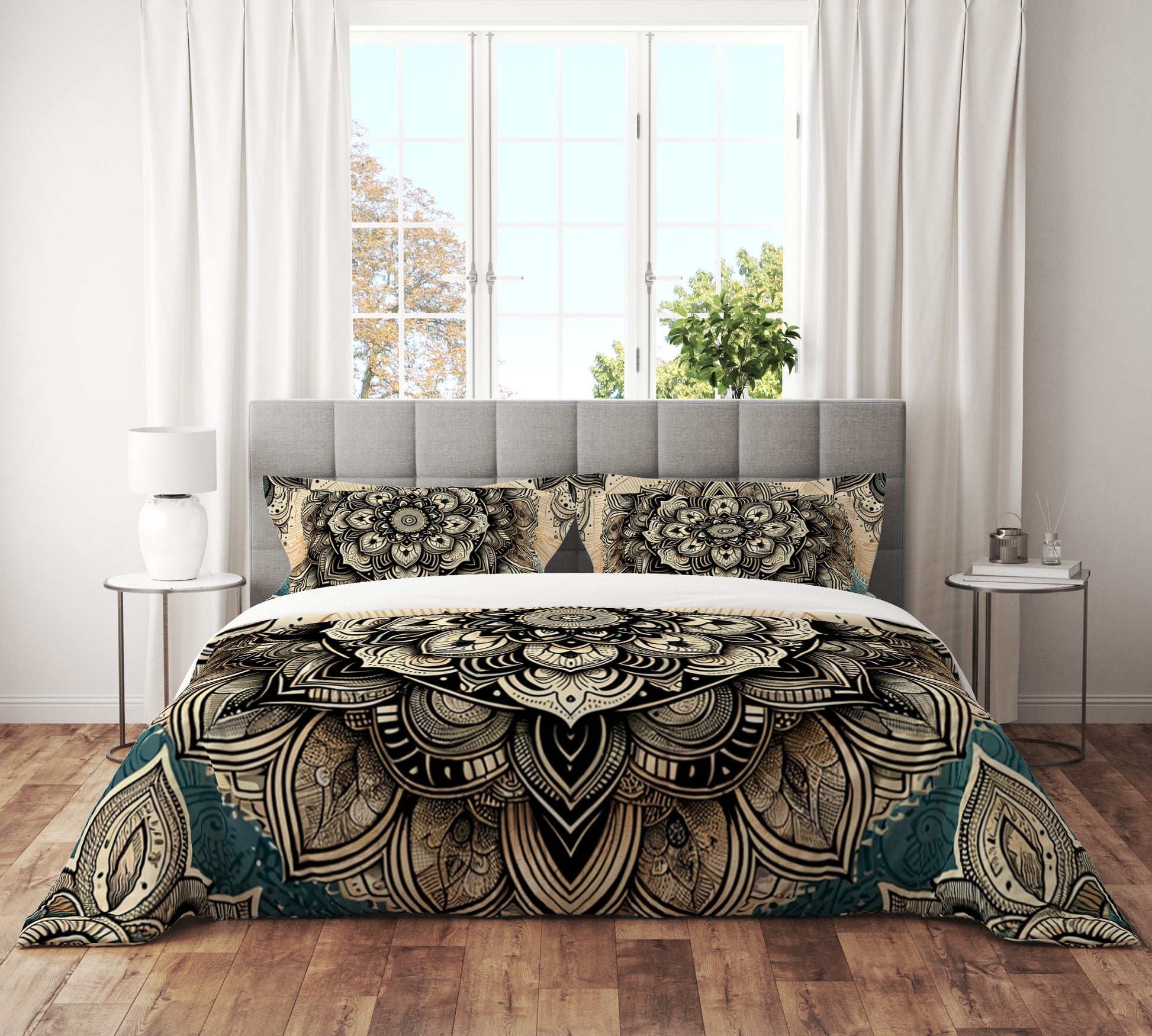 Bohemian Brilliant Touch Indian Mandala Reversible Quilt Cover Duvet Cover Set - Adore India   