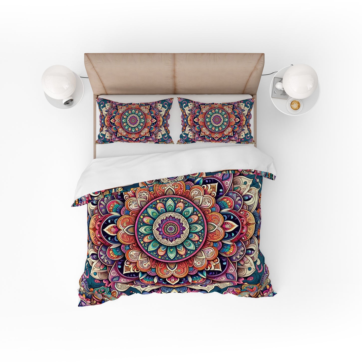 Colourful Spirit Indian Mandala  Reversible Quilt Cover Duvet Cover Set - Adore India   