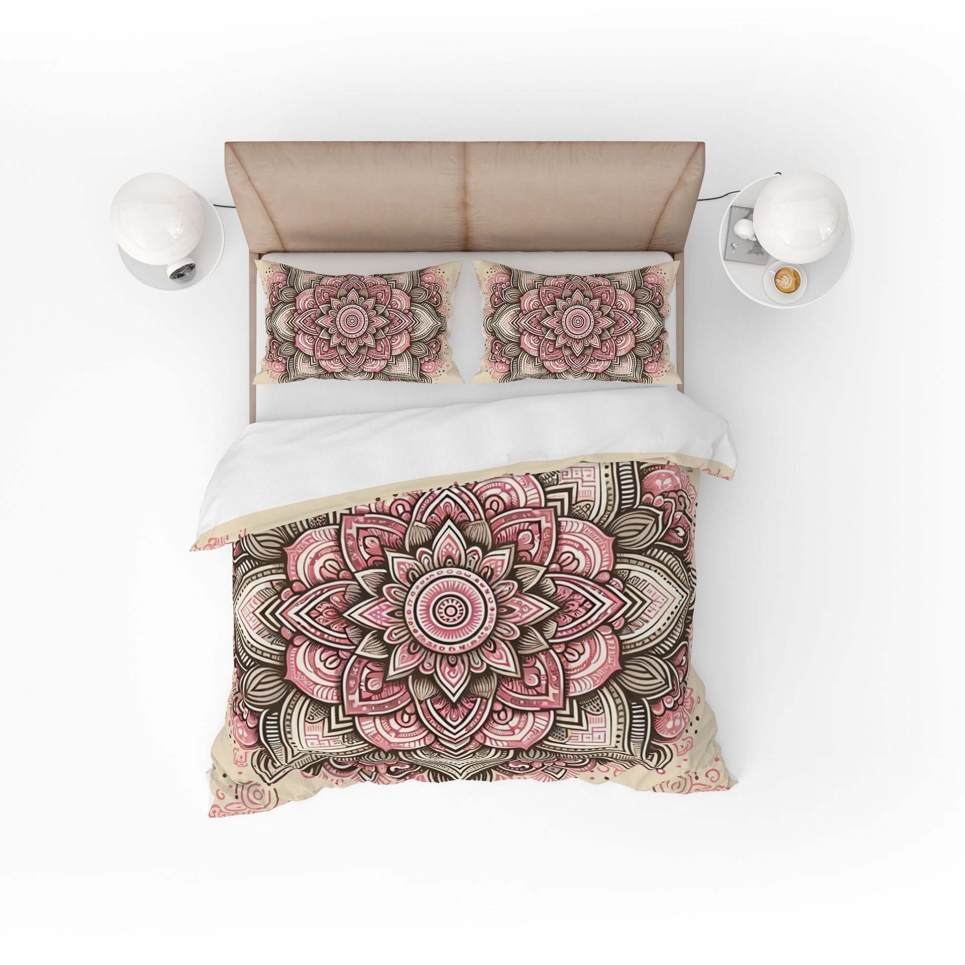 Bohemian Blush Indian Mandala Reversible Quilt Cover Duvet Cover Set - Adore India   