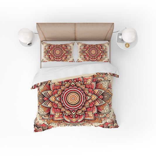 Bohemian Plum Indian Mandala Reversible Quilt Cover Duvet Cover Set - Adore India   