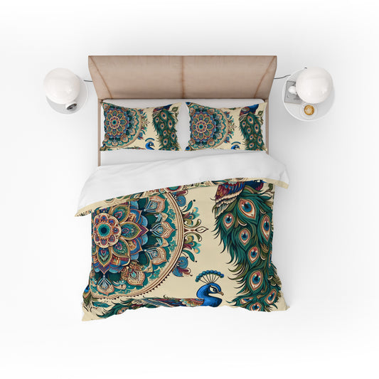 Bohemian Peacock Indian Mandala Reversible Quilt Cover Duvet Cover Set - Adore India   