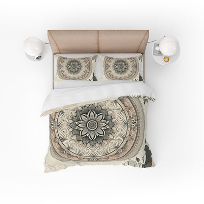 Bohemian Fair Cream Indian Mandala Reversible Quilt Cover Duvet Cover Set - Adore India   