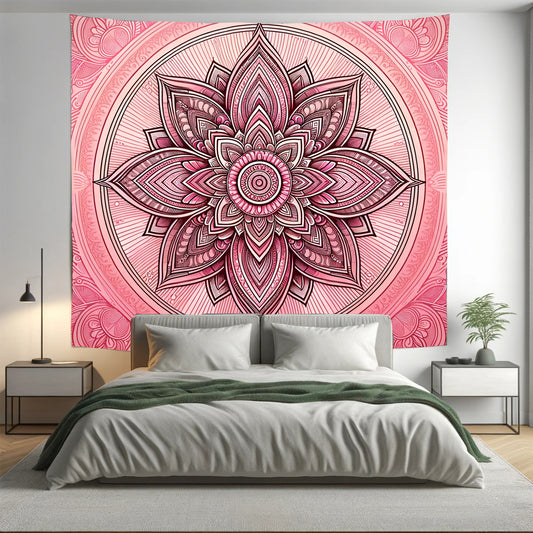 Bohemian Blushing Flesh Indian Mandala Tapestry Psychedelic Wall Hanging Boho Decor - Adore India   