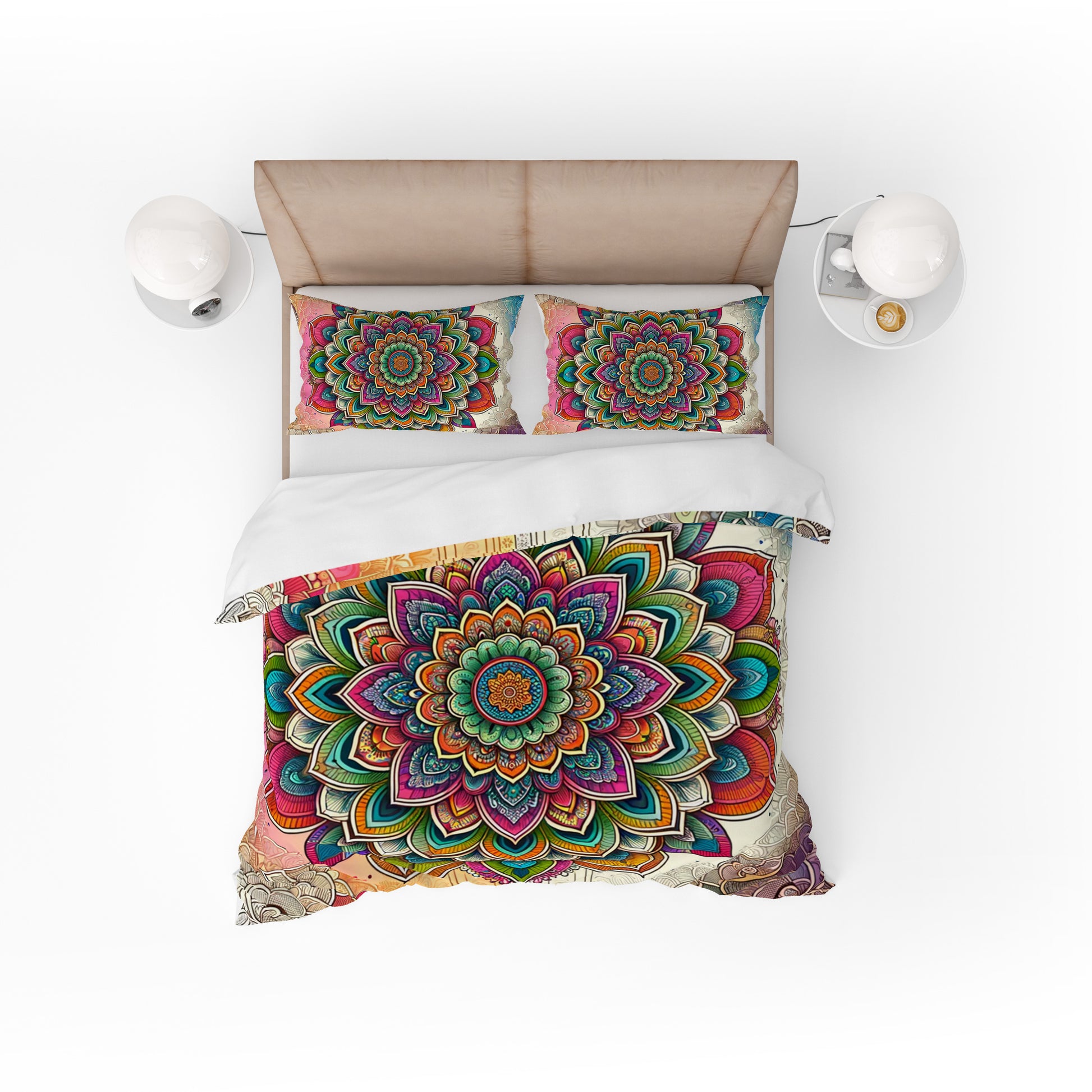 Bohemian Colourful Joy Indian Mandala Reversible Quilt Cover Duvet Cover Set - Adore India   