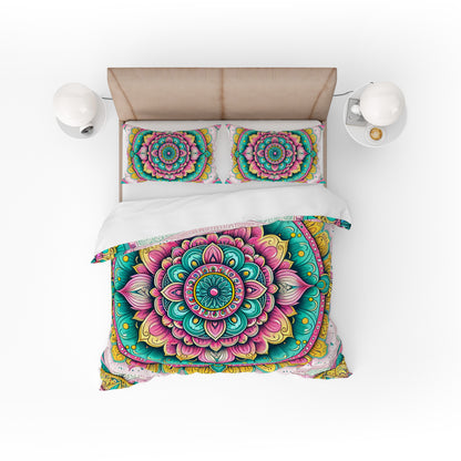 Bohemian Beautiful Sunshine Indian Mandala Reversible Quilt Cover Duvet Cover Set - Adore India   