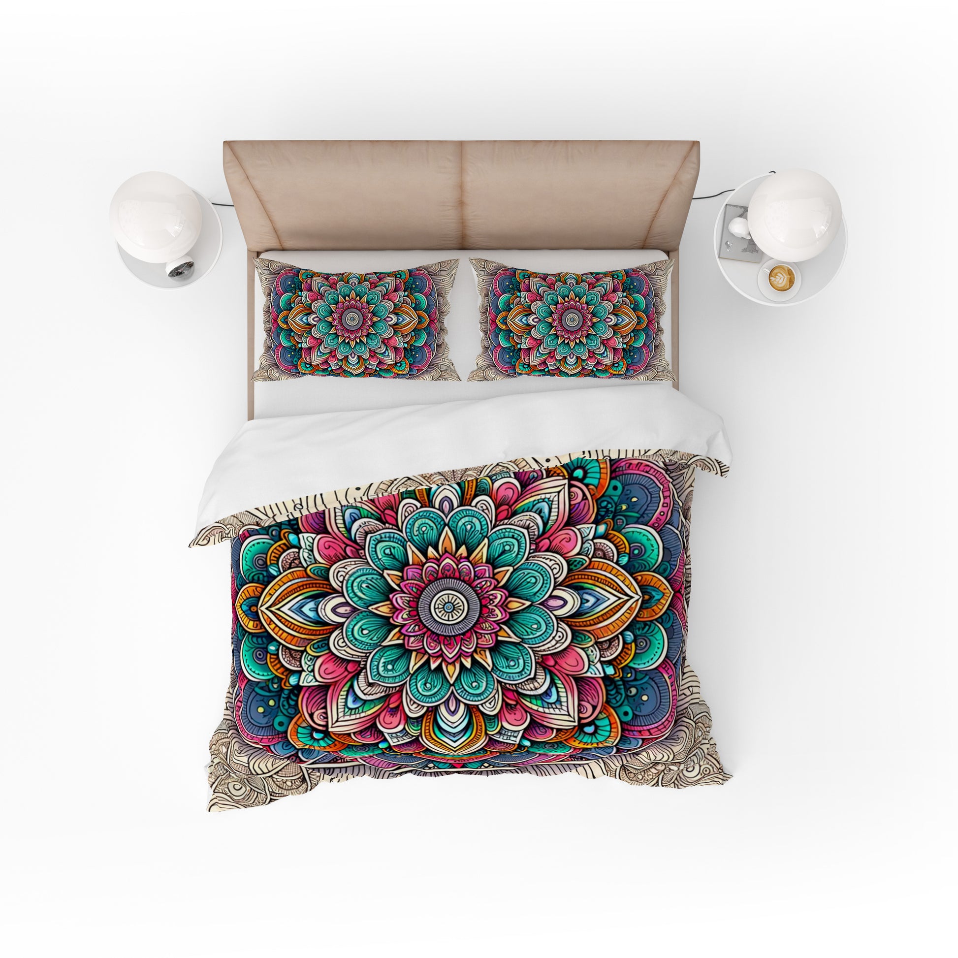 Bohemian Flourish Indian Mandala Reversible Quilt Cover Duvet Cover Set - Adore India   