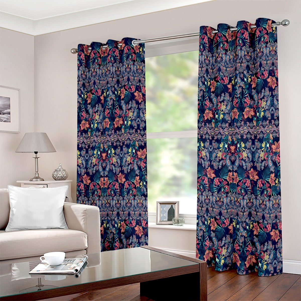 Paisley Elegance Printed Bohemian Style Eyelet Curtain