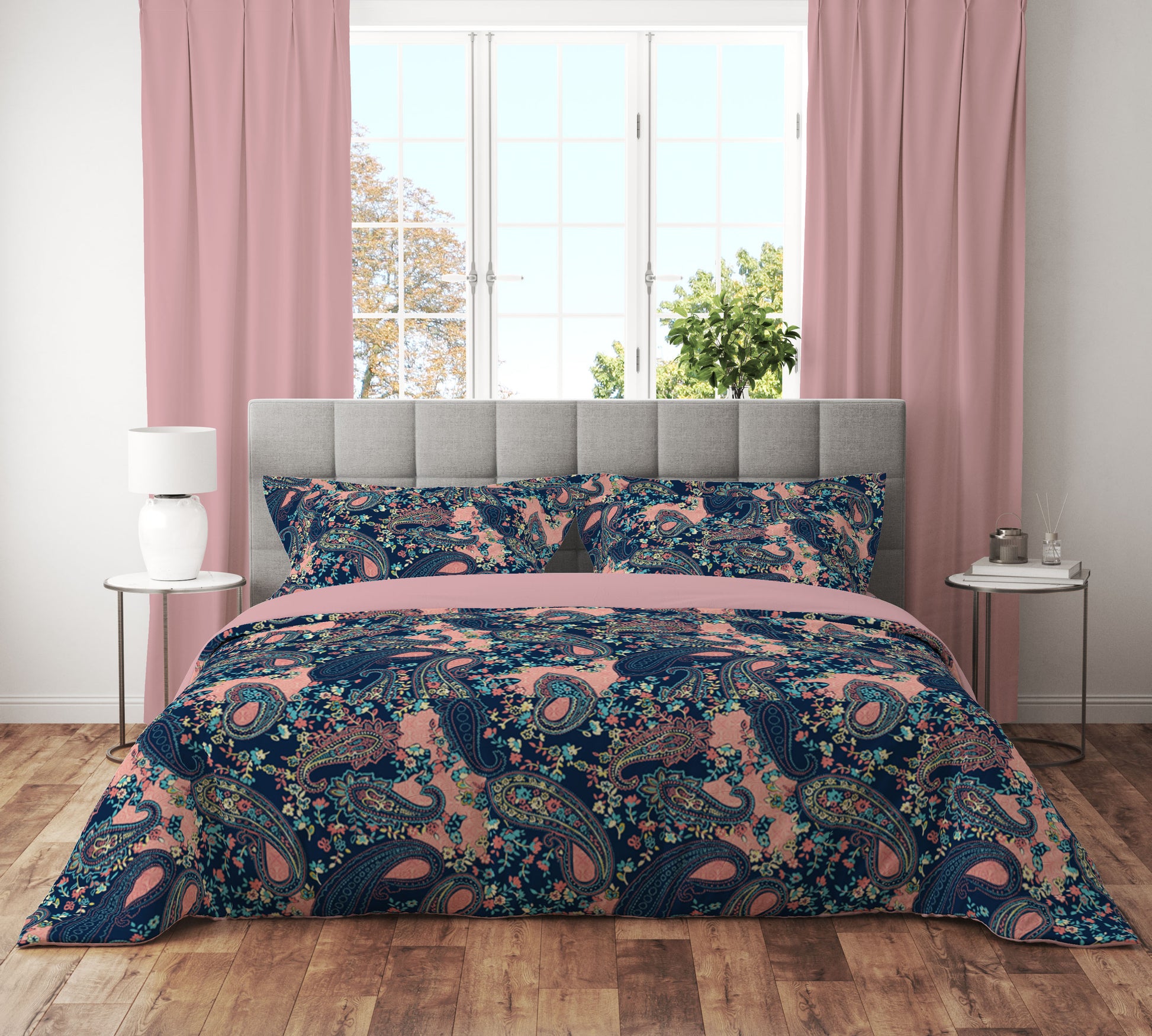 Pink Paisley Bliss Quilt Cover Set - Stylish Comfort for Dreamy Nights - Adore India   