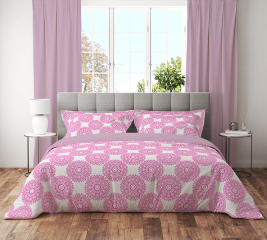 Bohemian Mandala Pink Chakra Quilt Cover Set